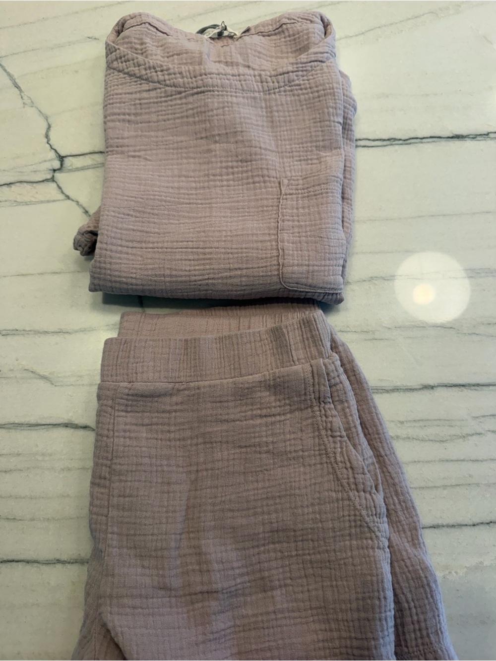 Barefoot Dreams Mauve 100% Cotton Crinkle Tee & Short Set-NWT - Picture 14 of 14
